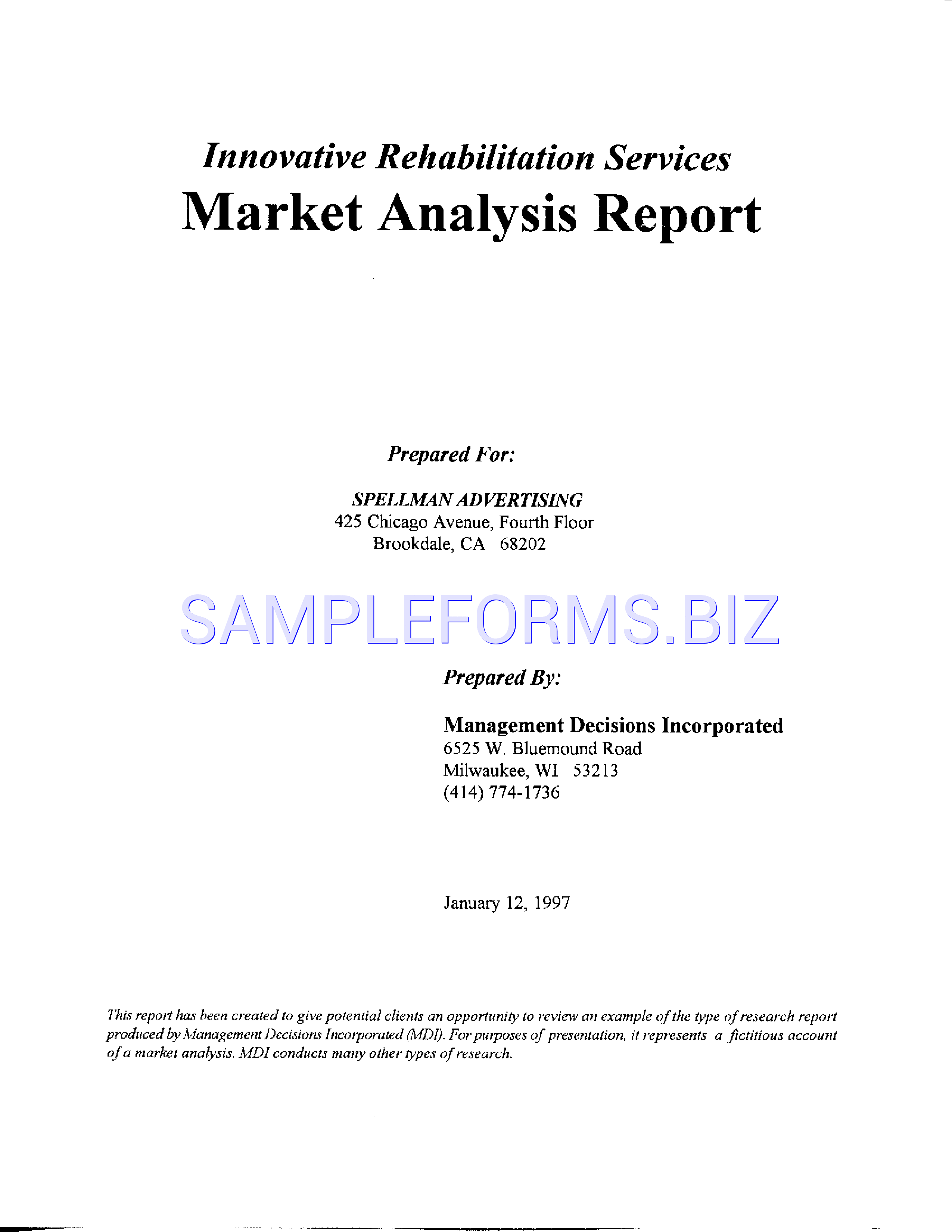 Preview free downloadable Market Analysis Template 2 in PDF (page 1)